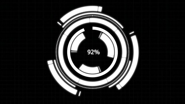 Futuristic hud animation with thirty eight percent. Futuristic hud progress indicator display. Futuristic hud digital interface element.