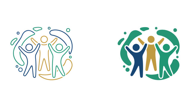 Data analysis and team brainstorming research icon set featuring group participants with speech bubbles and analytical charts or magnifying glass for business intelligence and report evaluation