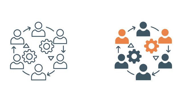 Business team productivity and strategy icon set featuring charts and lightbulbs for professional corporate planning and efficient workflow management in a clean vector style