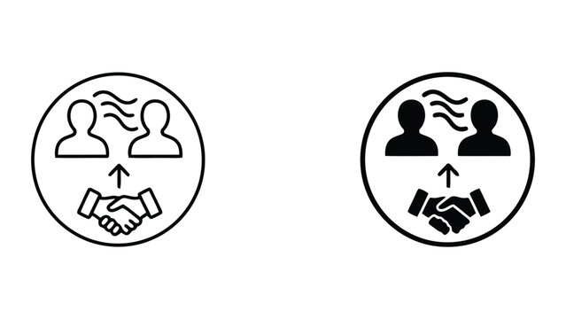 People group communicating in circular loop icon set showing social interaction and collaborative feedback exchange with speech bubbles for networking and community engagement digital platforms