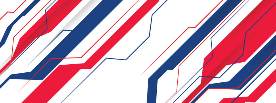 Red and blue sport racing banner for vehicle wrap, jersey, gamer, esport, racing car, rally, and adventure