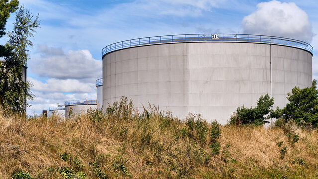 Energy Infrastructure and Oil Storage Industrial Site in Halmstad Sweden Fuel Tanks Petrochemical Industry Logistics and Distribution Energy Terminal