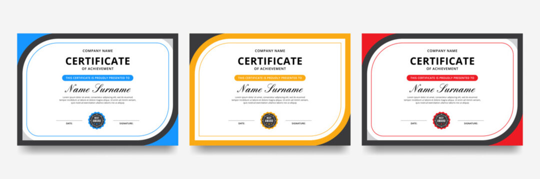 Certificate template with award badge. Professional achievement certificate design for business and education. Certificate, Diploma of completion