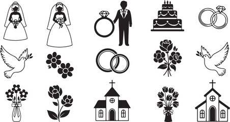 Naklejka premium Wedding Icons Collection