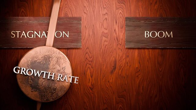 Growth rate swings between stagnation and boom. Visualizing a repeated pattern of Growth rate that cycles between extremities: stagnation and boom. Repeating transition from stagnation to boom.