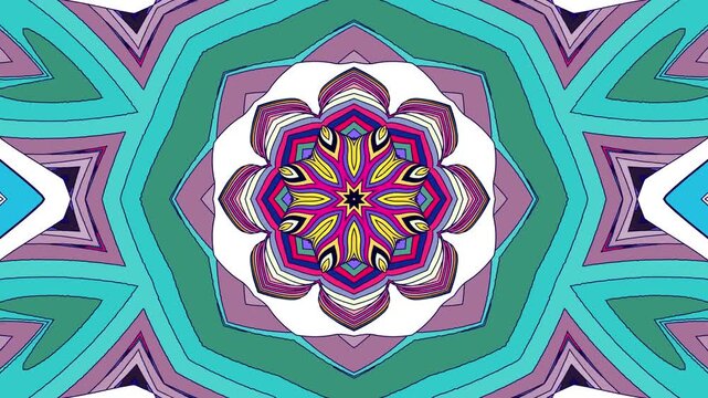 Colorful geometric kaleidoscope pattern with abstract symmetrical design