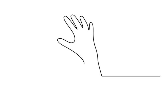 Animated self drawing of single continuous line draw hand count number five. Learn to count numbers. Full length one line animation