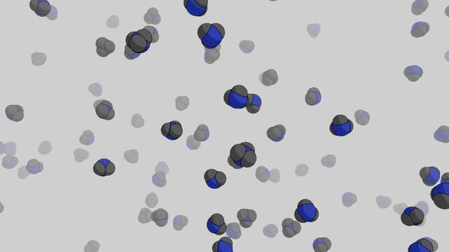 Brownian Motion of Ammonia NH3 Molecules in a Gas Mixture with Cartoon style
