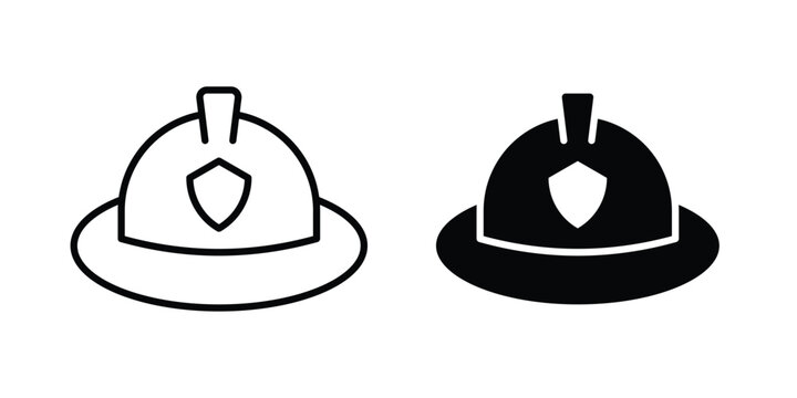 Firefighter helmet icon design. Editable Stroke. Isolated on white background