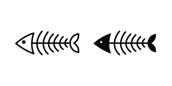 Fish bone icon design. Editable Stroke. Isolated on white background