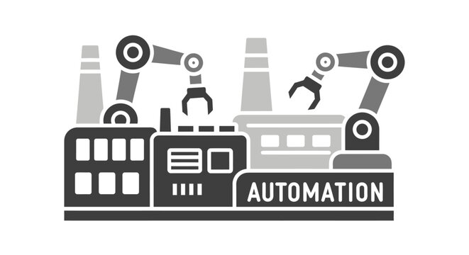 Industrial robotic arms in automation factory.