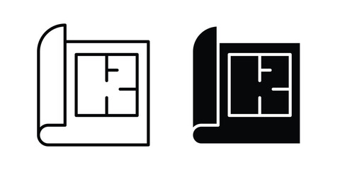 Floor plan icon design. Editable Stroke. Isolated on white background © Warpiya
