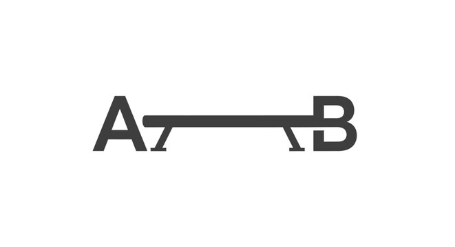 Letters A and B connected line.