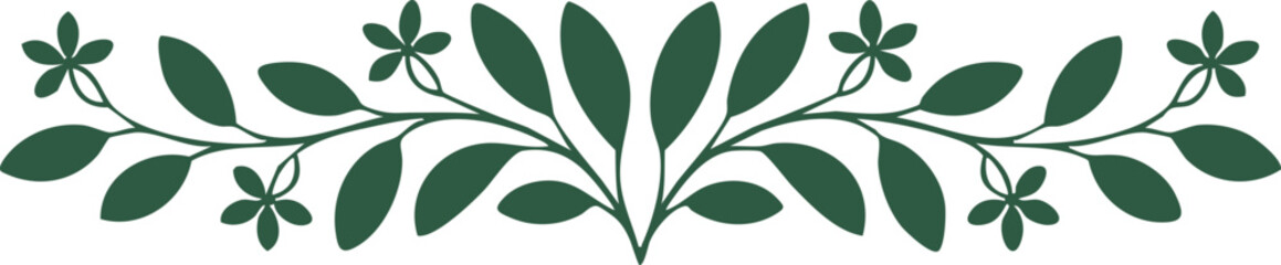 Minimalist Floral Border Set with Elegant Leaf Branch Silhouettes © MODU163