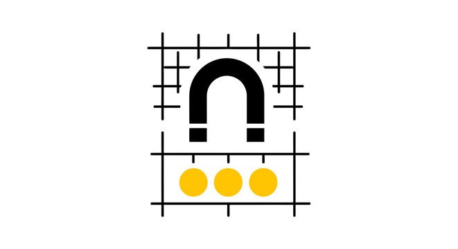 Magnet Attracting Metallic Yellow Balls.