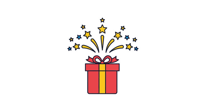 Colorful Gift Box with Yellow Ribbon.