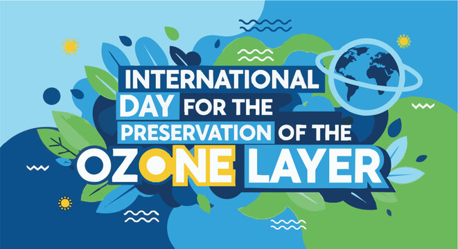 International Day for the Preservation of the Ozone Layer awareness banner in eco friendly colorful illustration for environmental conservation