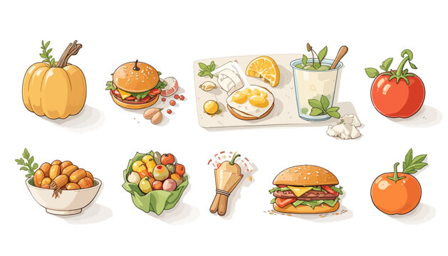 set of  fast food vector