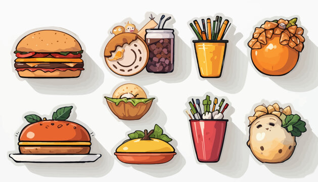 set of  fast food vector