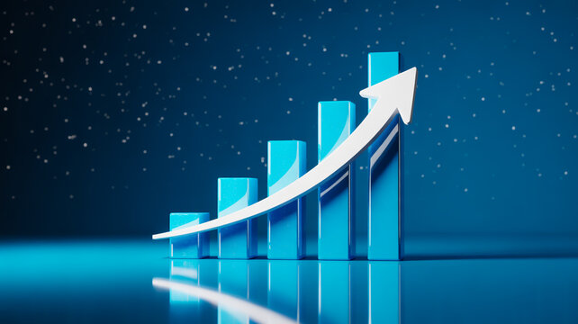 Business growth chart with rising arrow graph showing success
