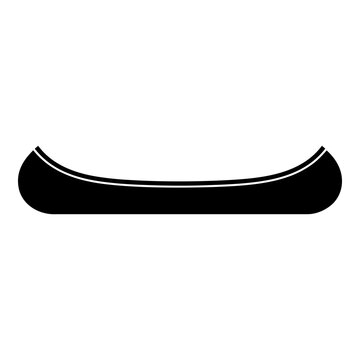 Black Silhouette of a Canoe on White Background - Vector Graphic