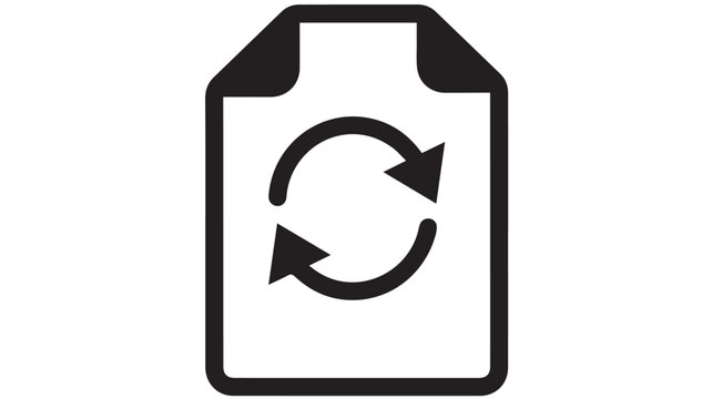 Document icon showing a circular refresh arrow signifies updating or reloading digital files.