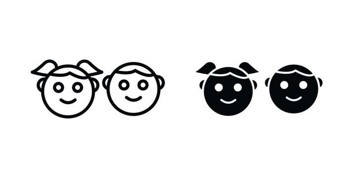 Kids and child friendly icon design. Editable Stroke. Isolated on white background