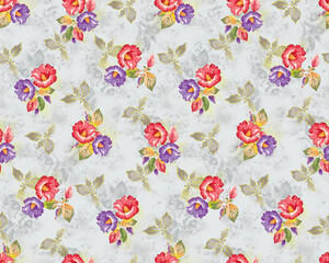 Naklejka premium Abstract Floral Textile Digital Print Design, Seamless Flower Pattern for Fabric, Fashion, Home Decor, Surface Design, POD, Clothing Manufacturing Background