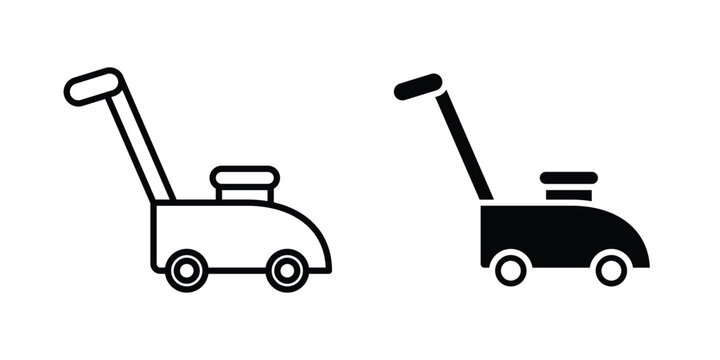 lawn mower icon design. Editable Stroke. Isolated on white background