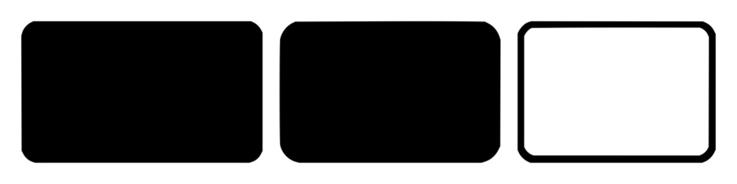 Flashcard icon set with solid black icon on white background depicting a rectangle featuring flashcard, icon, rectangular with black and white