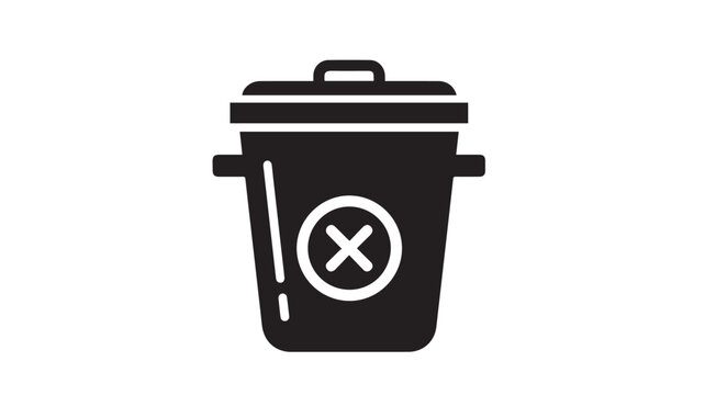 Trash can icon with a cross symbol indicates file deletion or removal in a digital interface.