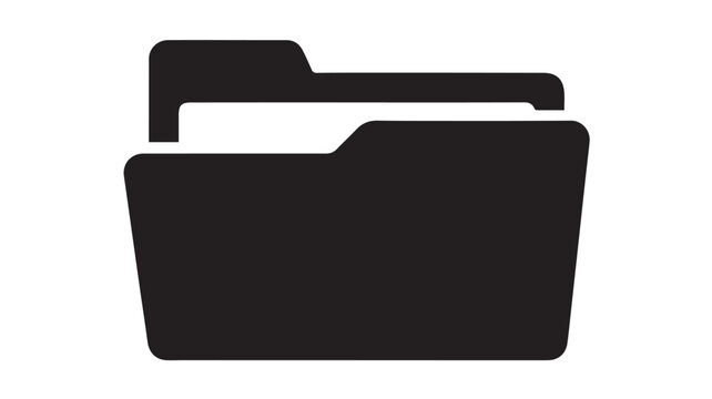 Folder icon shows a black silhouette of a document container used for organizing digital files and data.