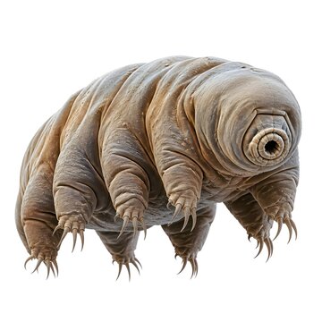 Close up of a tardigrade isolated on white background scientific illustration