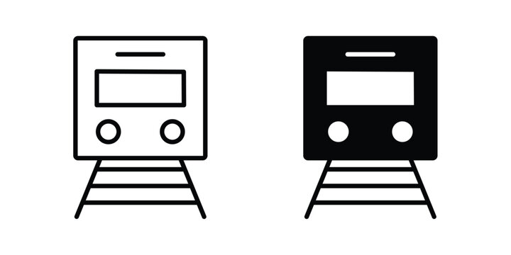 Metro train icon design. Editable Stroke. Isolated on white background
