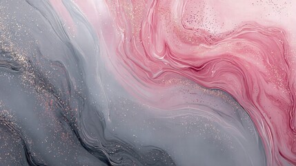 Fototapeta premium A stunning abstract artwork featuring flowing pink, gray and gold elements, with a touch of elegance.