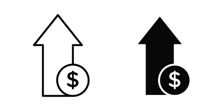 Money increase Icon design. Editable Stroke. Isolated on white background