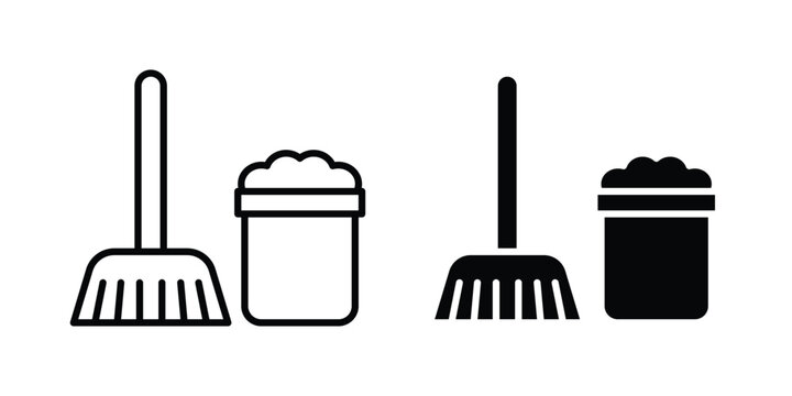 Mop cleaning icon design. Editable Stroke. Isolated on white background