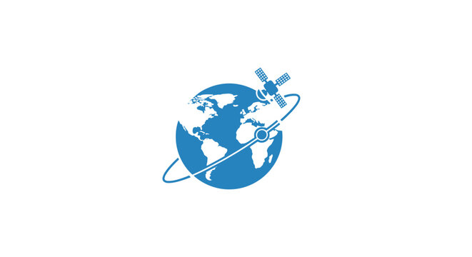 Blue Globe with Satellite Orbiting.