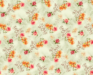 Fototapeta premium Abstract Floral Textile Digital Print Design, Seamless Flower Pattern for Fabric, Fashion, Home Decor, Surface Design, POD, Clothing Manufacturing Background