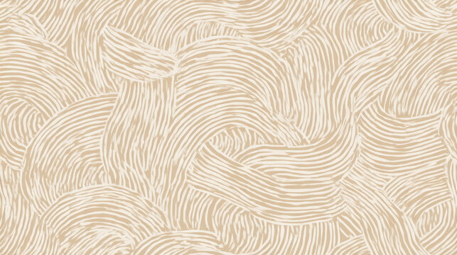 Seamless abstract pattern with flowing hand-drawn lines in soft beige tones, organic wave texture, minimalist neutral background