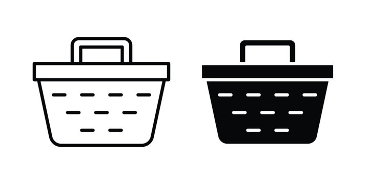 Picnic basket icon design. Editable Stroke. Isolated on white background