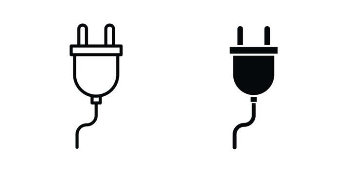 Power plug electric cord icon design. Editable Stroke. Isolated on white background