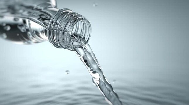 Close-up of water being poured from a bottle, looping upward endlessly into the bottle, impossible physics, clean minimal background, cinematic, surreal, and high-detail visual.