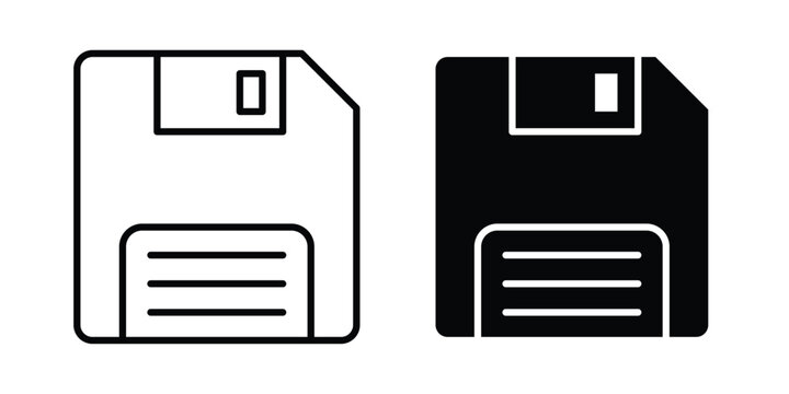 Save file icon design. Editable Stroke. Isolated on white background
