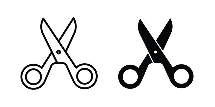 Scissors icon design. Editable Stroke. Isolated on white background
