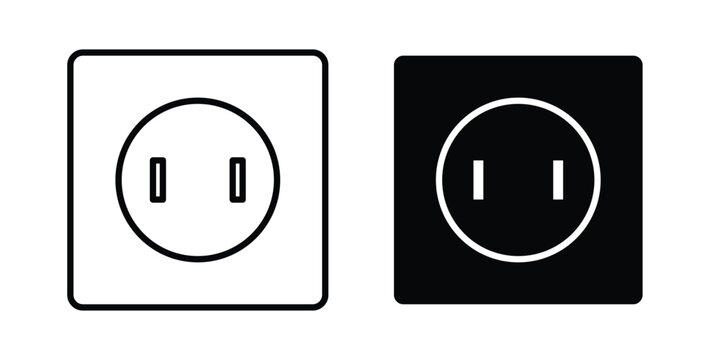 Socket Outlet icon design. Editable Stroke. Isolated on white background