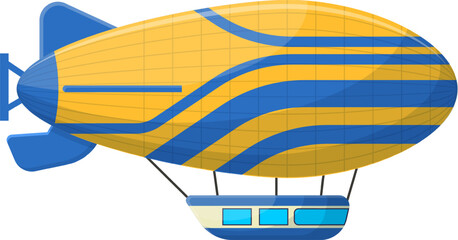 Airship flying through sky, delivering advertising or offering air travel © WinWin