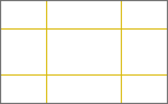 Rule of thirds overlay creating guidance lines for photographic composition