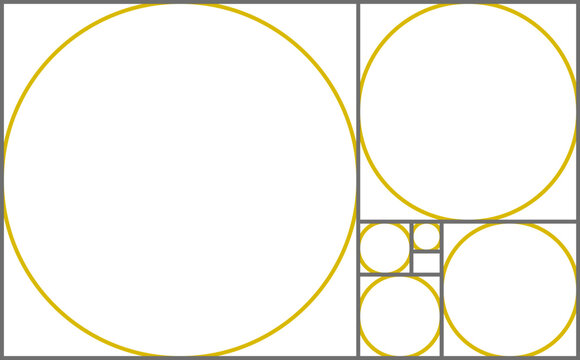 Golden ratio circles creating a mathematical and harmonious geometric pattern