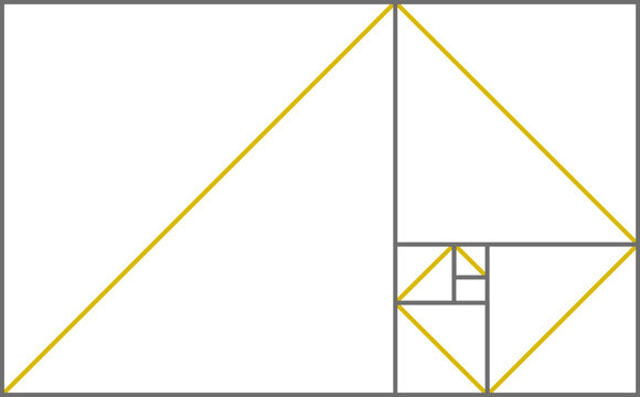 Golden ratio grid pattern representing Fibonacci sequence and mathematical proportion